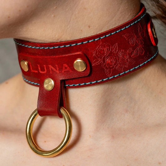 BDSM heavy duty leather collar/choker fetish collar submissive collar